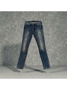 Buffalo Jeans Faith Skinny Jeans Womens 28 Blue Distressed Rips 30” Inseam